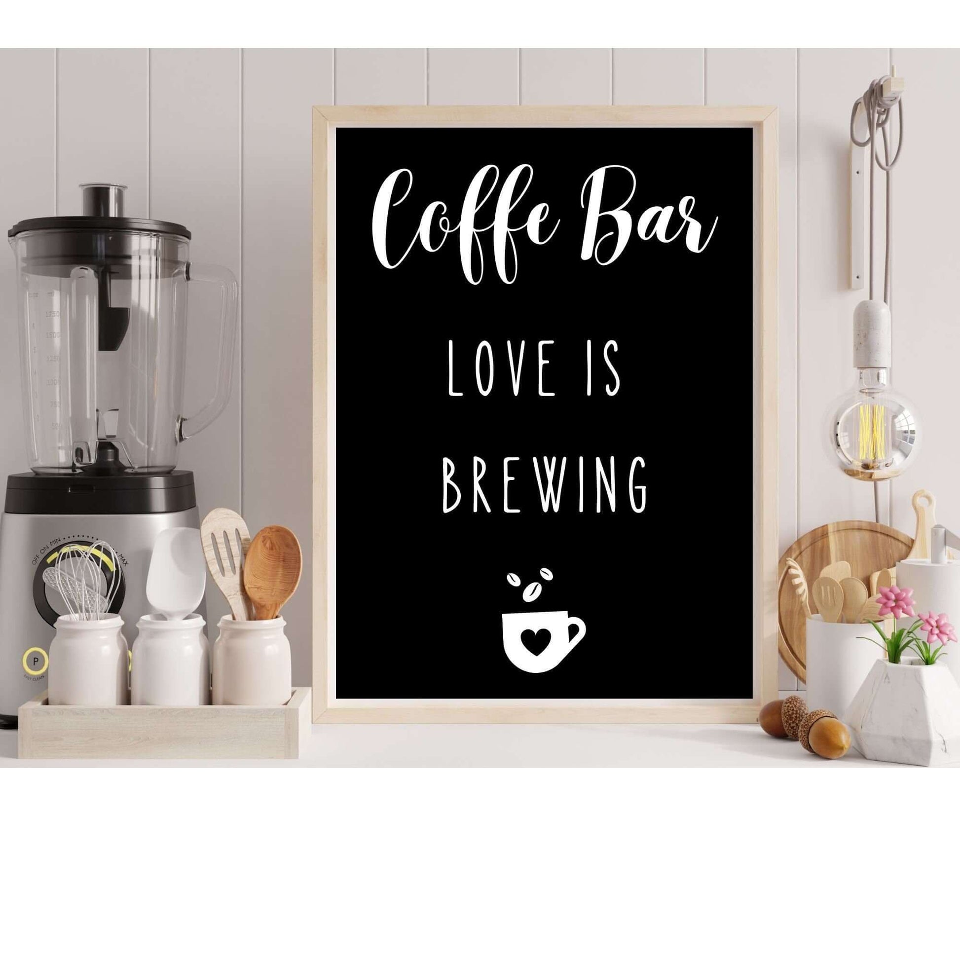 Coffee Bar Framed Wood Sign Gift for Coffee Lover Coffee Area Wall Decor Coffee Bar Sign for New Homeowner Gift - Bethel Gifts and Crafts