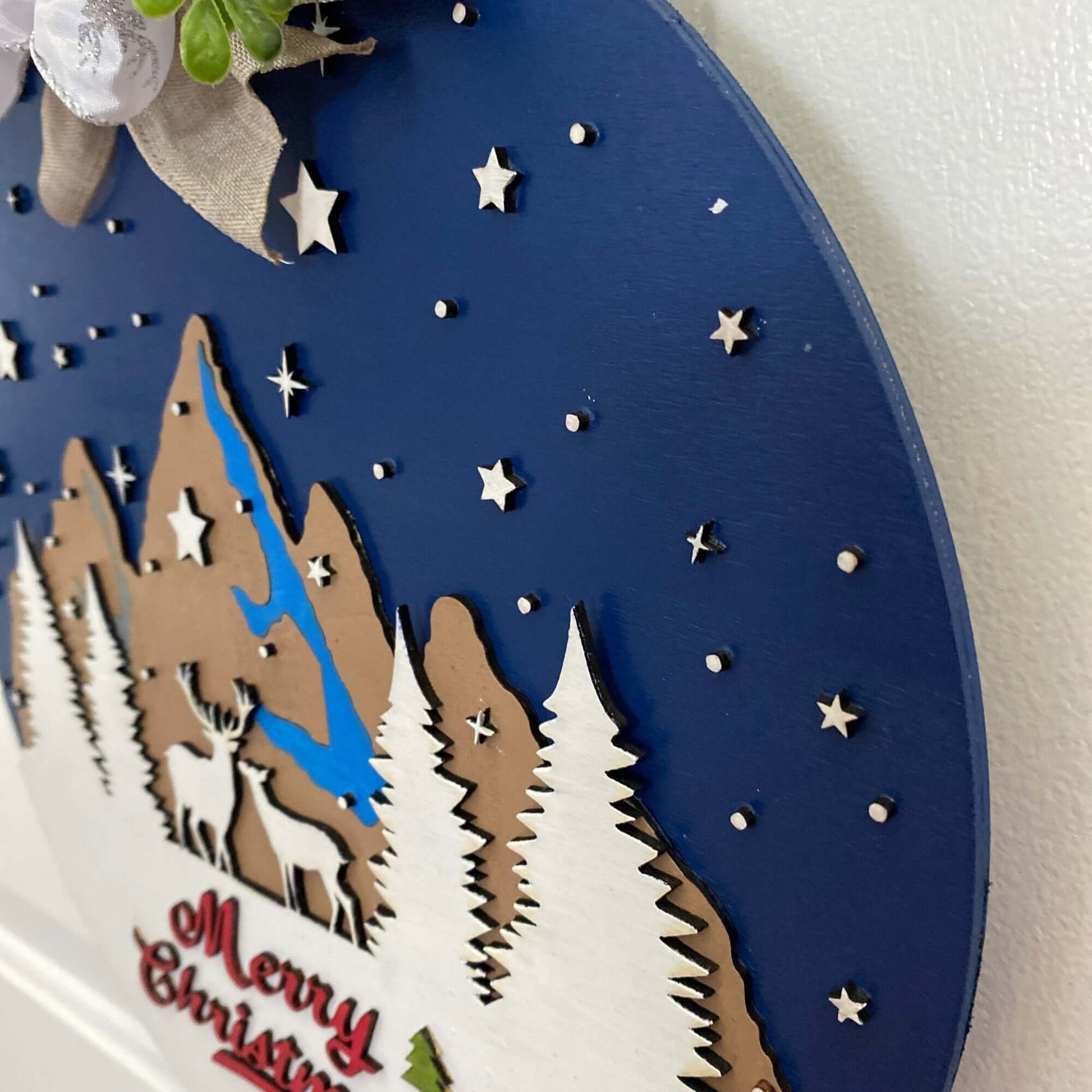 Merry Christmas Welcome Front door/porch Sign with reindeers - Bethel Gifts and Crafts