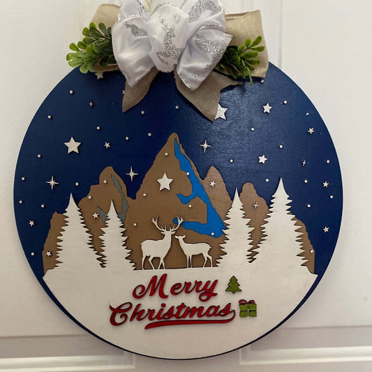 Merry Christmas Welcome Front door/porch Sign with reindeers - Bethel Gifts and Crafts