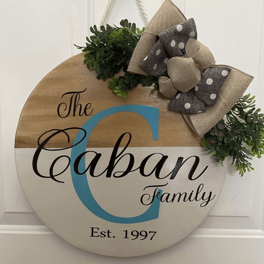 Personalized Front Door Welcome Sign with Family Name, initial and established date \ Cute Wood Sign - Bethel Gifts and Crafts
