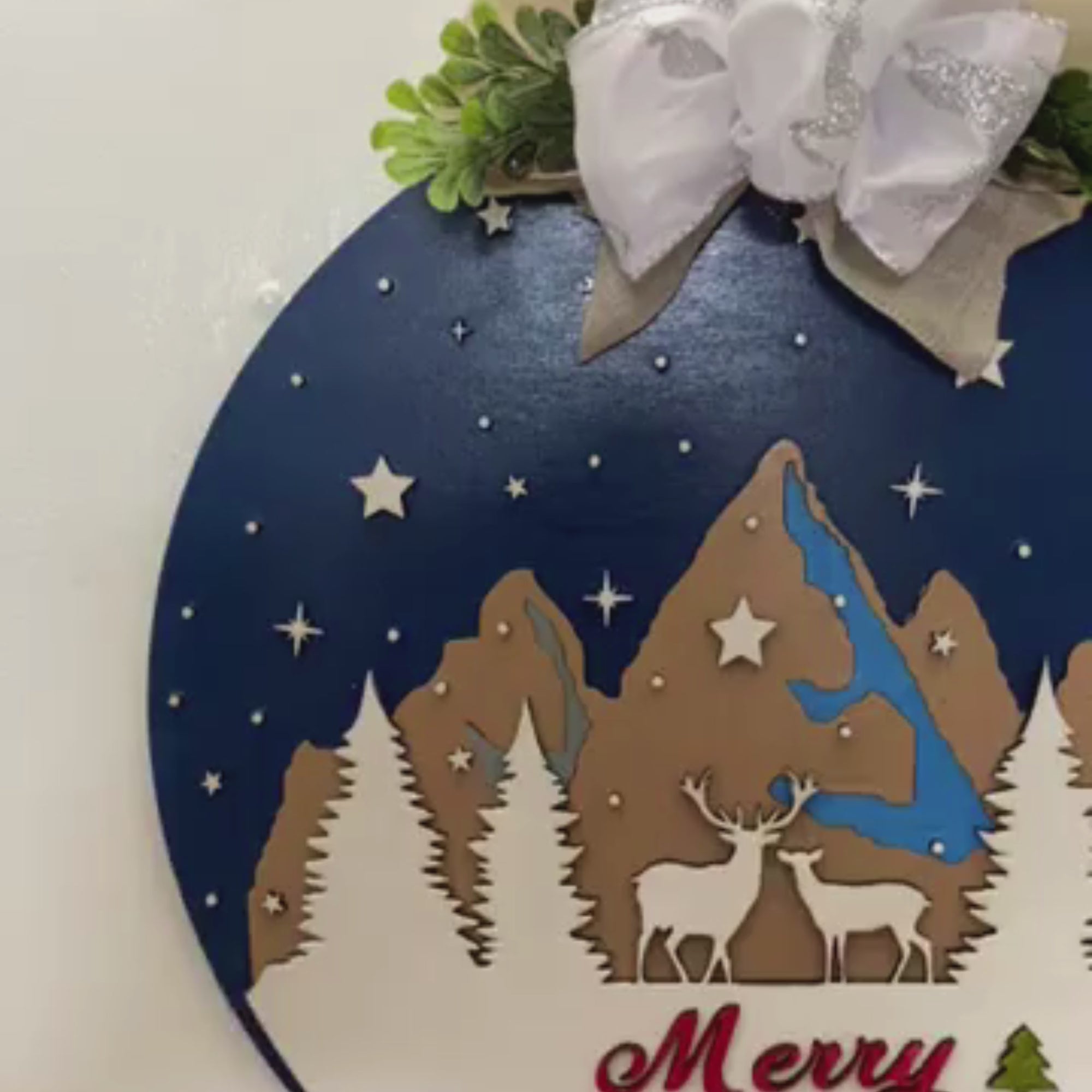 Merry Christmas Welcome Front door/porch Sign with reindeers