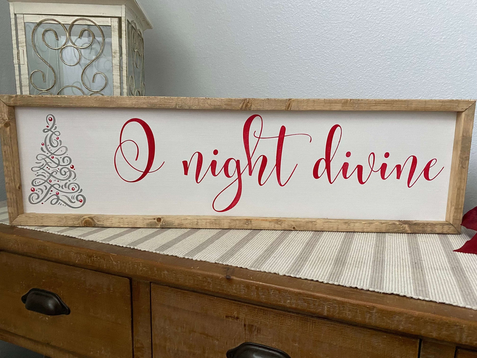 Oh Night Divine Christmas (30 x 8) Sign / Framed Christmas Sign / Wall Decor/ Perfect for house warming and home decor - WR Design Studio Handmade Gifts