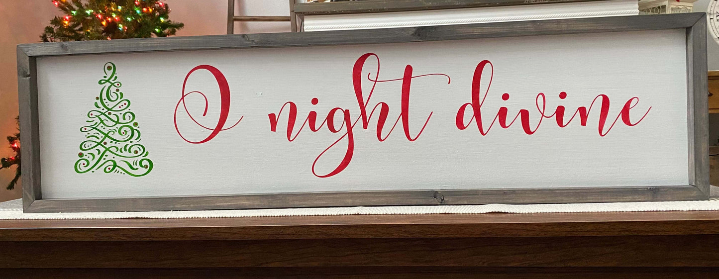 Oh Night Divine Christmas (30 x 8) Sign / Framed Christmas Sign / Wall Decor/ Perfect for house warming and home decor - WR Design Studio Handmade Gifts