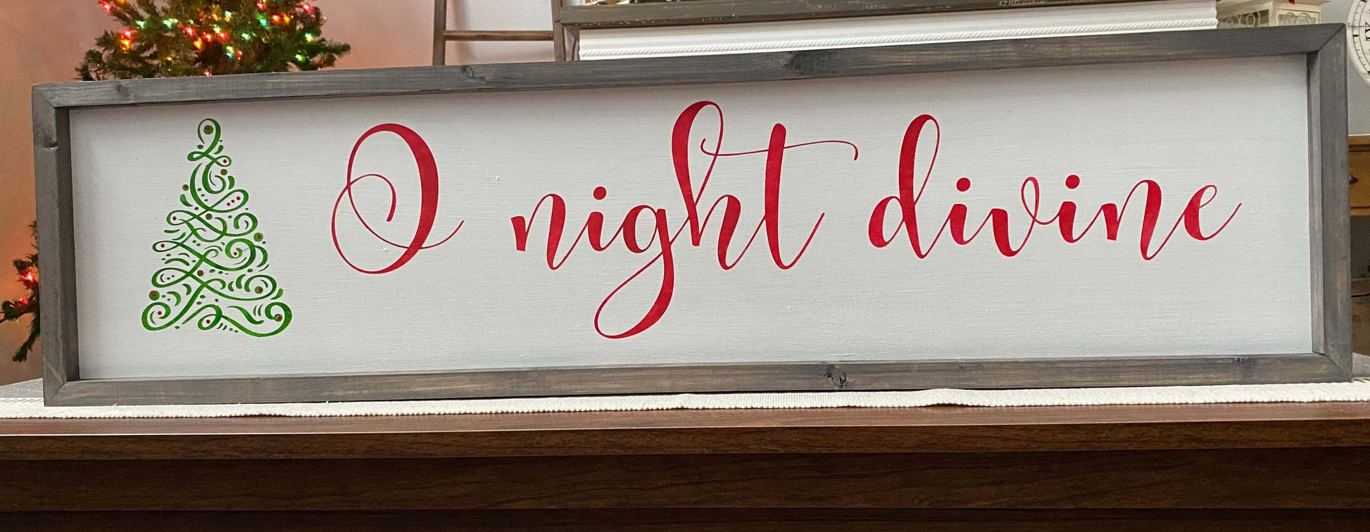 Oh Night Divine Christmas (30 x 8) Sign / Framed Christmas Sign / Wall Decor/ Perfect for house warming and home decor - WR Design Studio Handmade Gifts